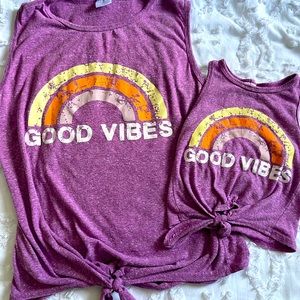 Mommy and Me “ Good Vibes” Tanks Adult L, Child XS